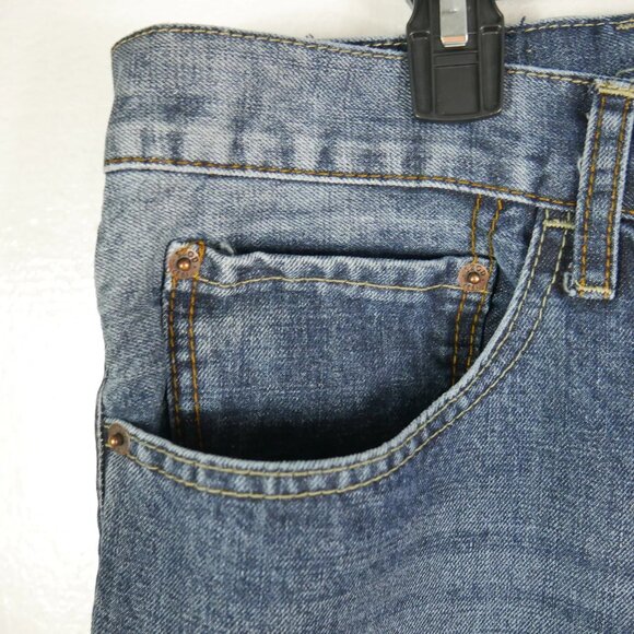 Izod Regular Fit Straight Leg Denim Jeans Dark Wash Men's Sz 42-44x33 EUC - Picture 4 of 7
